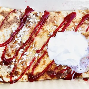 Sweet Cheese Delight Crepe ($10) with strawberries from their truck at a local Food Truck night.