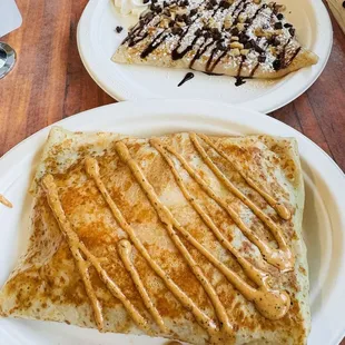 Banana crepe and chocolate crepe