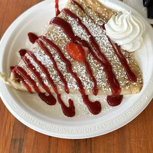 Crepe with sweet cheese and raspberry sauce!