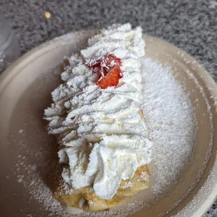 Strawberry and vanilla cream crepe