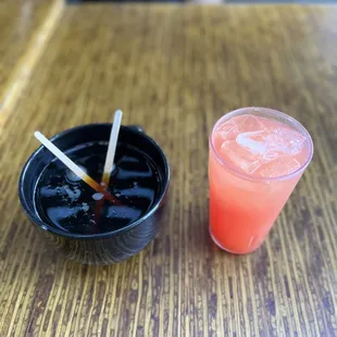 A cup of Hazelnut Coffee and Freshly Squeezed Lemonade. Refreshingly Good