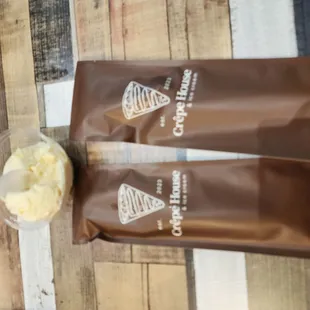 two bags of ice cream