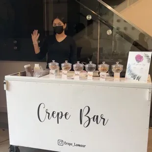 Our beautiful Crepe Bar Available for all of our events