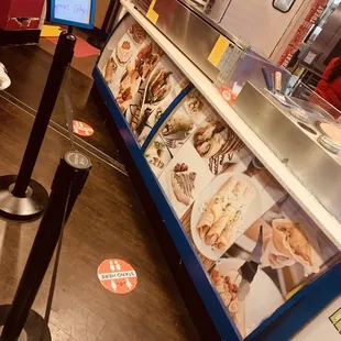 a display of food in a restaurant