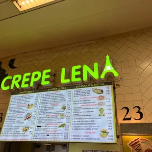 a menu in a restaurant