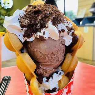 Chocolate bubble waffle.