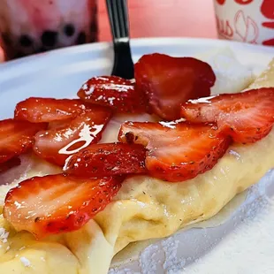Strawberry Swedish crepe.