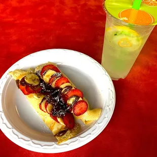 Strawberry Nutella crepes  habanero lime fizzywith popping boba
