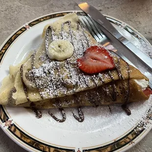 16 inch French crepe - Nutella, bananas, strawberries inside!