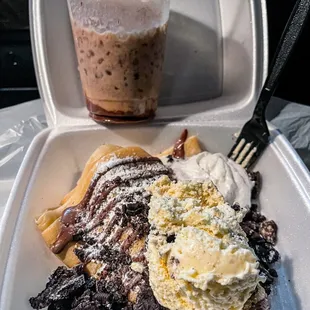 Iced Nutella Latte and Oreo Crepe