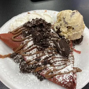 Oreo Crepe with Red Velvet batter