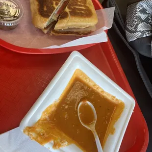 Tomato soup and Chicken Pesto Sandwich