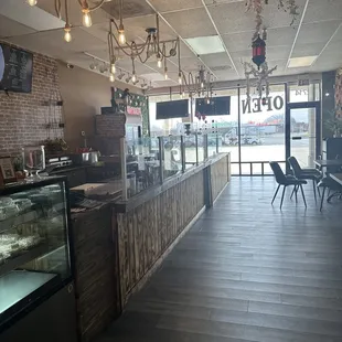 the interior of a crepe shop
