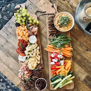 Charcuterie and Veggie and Hummus boards!