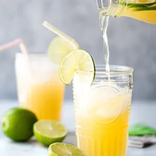 Sugarcane &amp; Lime: Freshly squeezed sugarcane infused with real limes and lime juice.