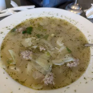 Cabbage soup with meatballs