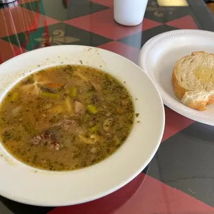Beef w/ asparagus, mushrooms, and bow tie pasta.