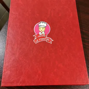 a red box with a logo on it