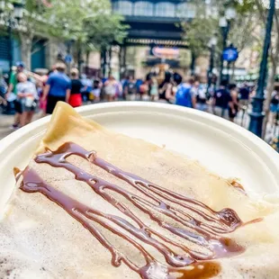 a crepe on a paper plate