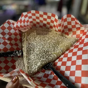 a piece of food in a basket