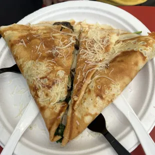 Cheese, Spinach &amp; Mushrooms and added smoked turkey