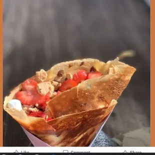 a close up of a crepe