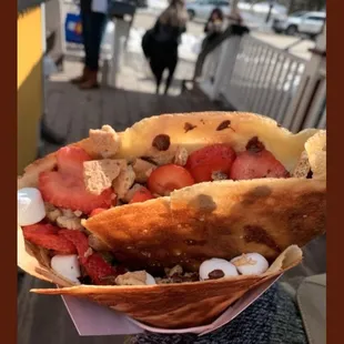 strawberries and onions in a basket