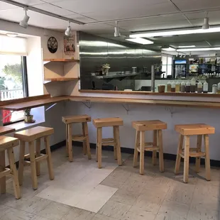 New kitchen. Limited indoor seating, but we have a great view from our patio.