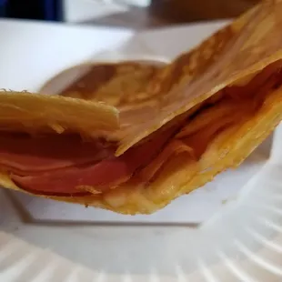 Pizza Crepe.   Not looking for something to off the wall, then go for a basic but goodie!