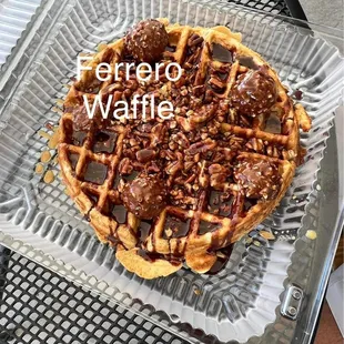 a close up of a waffle