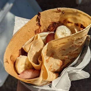 Strawberry, banana and Nutella crepe