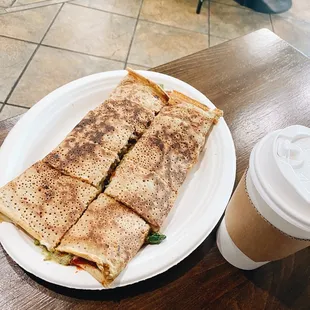 Italian Crêpe w vegan cheese and veg pesto