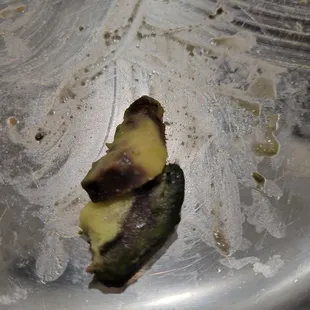 Spoiled avocado in the food