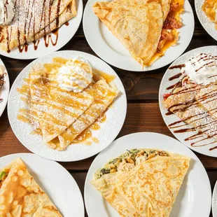 a variety of crepes