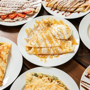 a variety of crepes