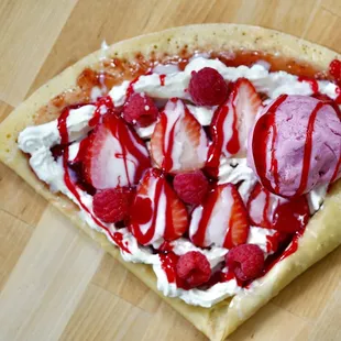 a strawberry and ice cream pizza
