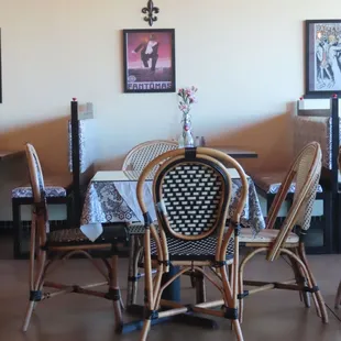 Very French bistro chairs.