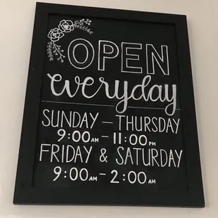 Hours of business