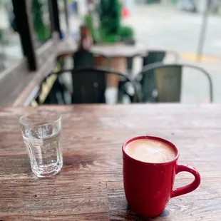 Latte and water