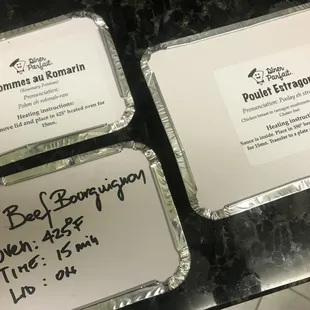 Cold dishes to be heated at home