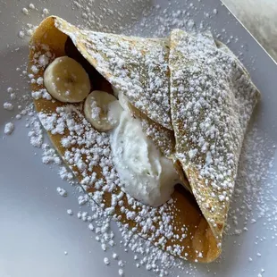Chocolate, Nutella, and banana crepe
