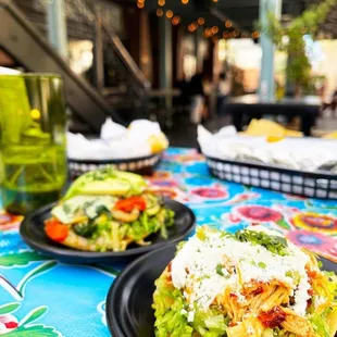 two plates of food on a table