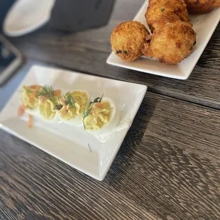 Jalapeno Cheddar Doughtnuts, deviled eggs