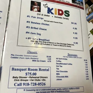 Kids menu 6/2022