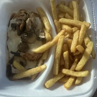 Mushroom and Swiss grilled chicken