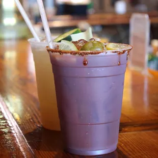 Bloody Mary and a brewtail, their mixed cocktail made with brews