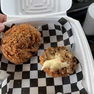 Cheese stuffed boudin balls