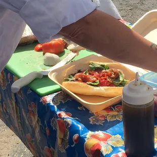 The Italian vegetable sandwich in production