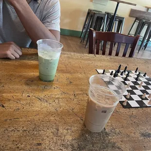 Strawberry matcha and sweet lavender latte