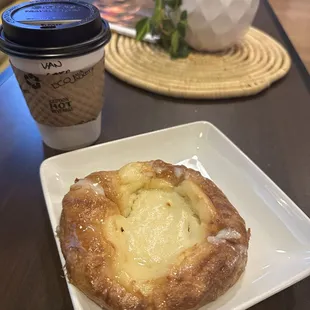 Coffee and warm cheese danish